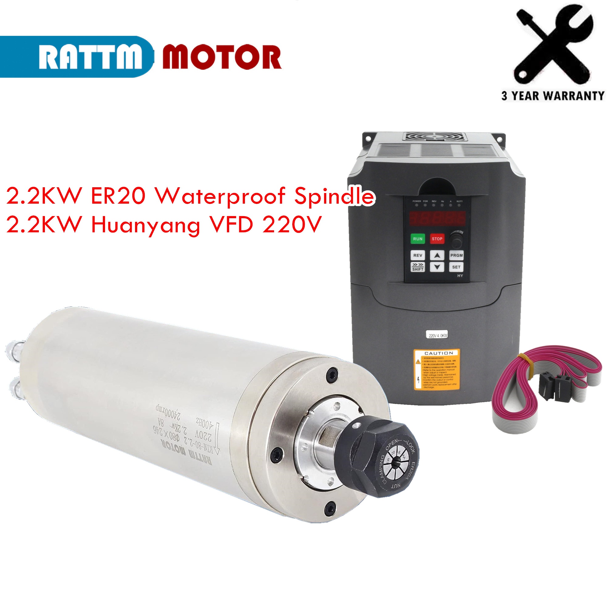 2.2Kw Water Cooled Spindle Kit Vfd - Kit Motor Spindel CNC Berpendingin Air